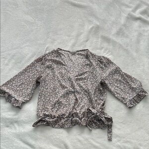 Sienna Sky Floral Wrap Blouse - Black and White